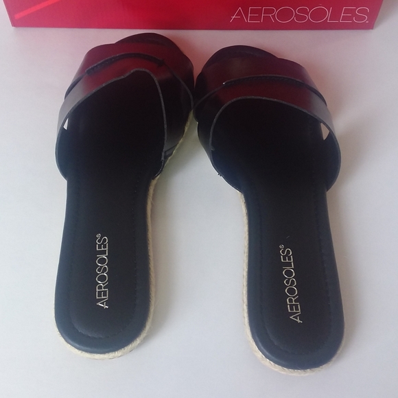 🆕️Aerosoles Double Banded Black Slide Sandals - Picture 6 of 7